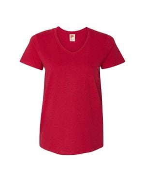 Hanes Essential-T V-Neck T-Shirt - Red