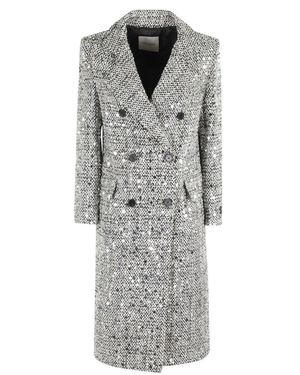 ERMANNO FIRENZE Double-Breasted Coat With All-Over Sequin Inserts - Gray