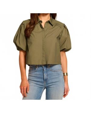 Ramy Brook Valeria Cotton Poplin Button Down Top - Green