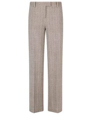 Circolo 1901 Masculine Herringbone Cotton-Blend Straight-Leg Pants - Gray