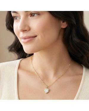 Fashnzfab 18K Dipped Heart Crystal Pendant Necklace - Natural