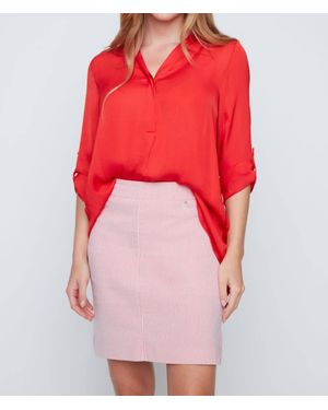Renuar 3/4 Sleeve Air Flow Blouse With Collar - Red