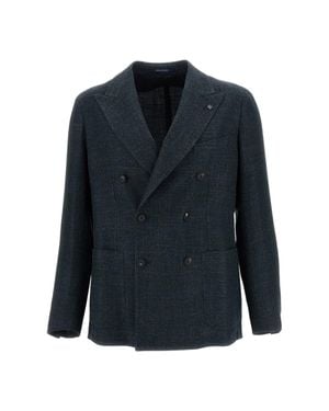 Tagliatore Montecarlo Double-Breasted Wool-Blend Blazer - Blue