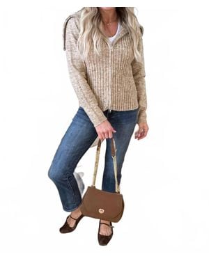 Mystree Freckled Yarn Sweater Cardigan - Blue