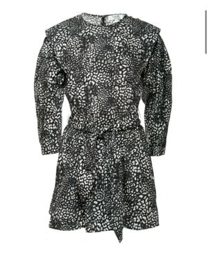Sea Calla Cheetah Long Sleeve Belted Tunic Dress - Gray