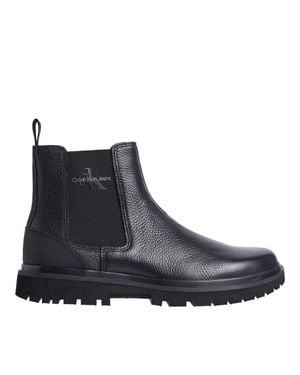 Calvin Klein Eva Pebbled Leather Chelsea Boots - Brown