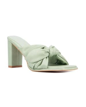TORGEIS Deanna Sandals Sage Bow Details High Block Heel Hawk065 - Green