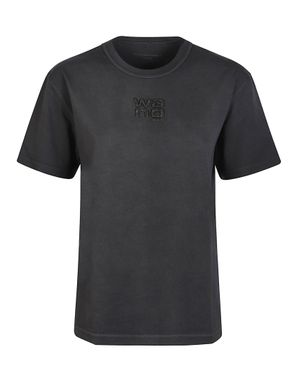 T By Alexander Wang Hotfix Logo Cotton Boxy T-Shirt - Black