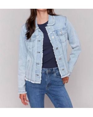 Charlie b Frayed Edge Stretch Denim Jacket - Blue