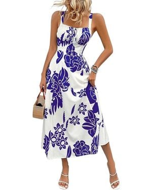 Kayla Paris Printed Midi Dress - Blue