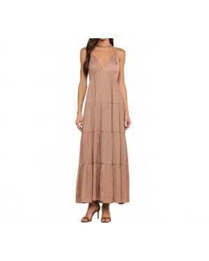 L'Agence Lua Tiered Maxi Dress - Brown
