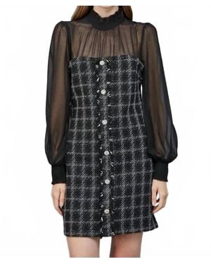 Fate Modchic Tweed Dress - Black