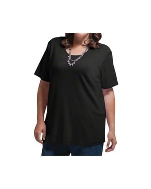 On The Plus Side Jersey U-Neck Short Sleeve Tee - Black