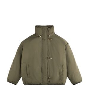 Fay Cropped Boxy High Collar Padded Jacket - Green