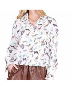 J joy Safari Crop Blouse - White