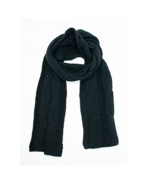 Portolano Chunky Scarf With Cables - Blue