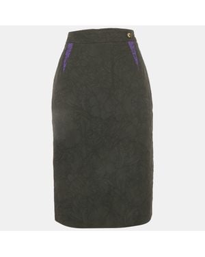 Roberto Cavalli Floral Jacquard Pencil Skirt - Green