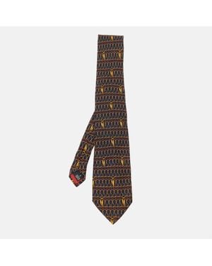 ST Dupont Vintage Printed Silk Jacquard Tie - Brown