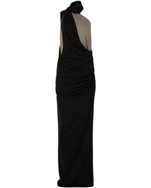 Entire studios Draped Two-Tone Maxi Dress With Asymmetrical Layers - Black