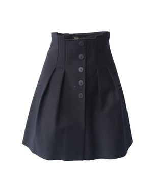 Maje Button Front Pleated Skirt - Blue