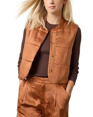 Lilla P Satin Quilted Vest - Brown