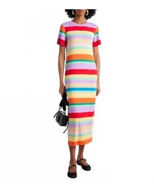 RIXO London Duster Stripe Midi Dress - Red