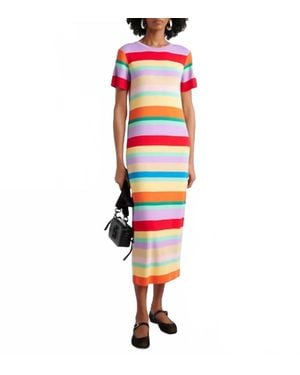 RIXO London Duster Stripe Midi Dress - Red
