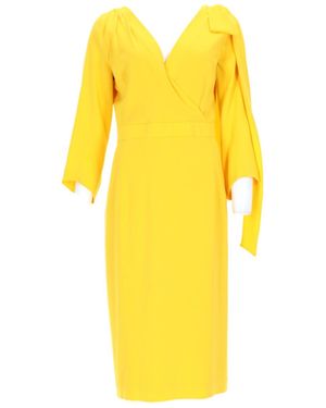 DSquared² Vibrant Midi Dress With Wrap V-Neckline - Yellow