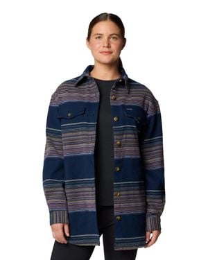Columbia Calico Basin Shirt Jacket Striped Button Front Jax762 - Blue