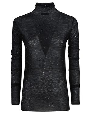 Pinko Moss Long-Sleeved Wool-Blend Turtleneck Sweater - Black