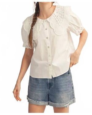 Jodifil Vintage Darling Lace Collar Top - Gray