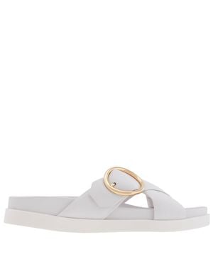 Bally Elida Leather Slide Sandals - White