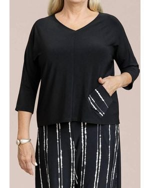 Sympli Revell Print Pocket Top - Black