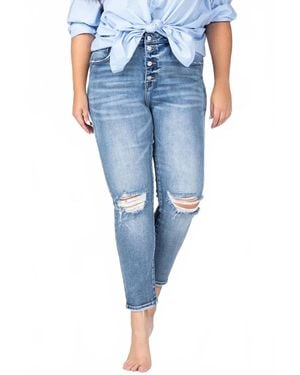 Ceros High Rise Distress Crop Skinny Jean - Blue