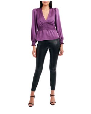 BCBGMAXAZRIA V-Neck Peplum Top - Purple