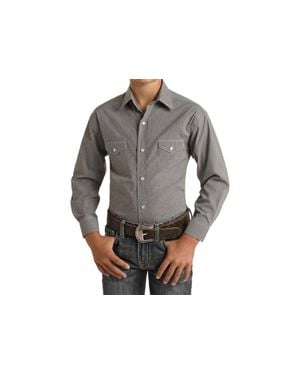 Panhandle Boys Micro Stripe Snap Shirt - Gray