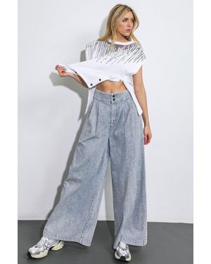 TRUEDAMES Play My Way Striped Denim Pants - White