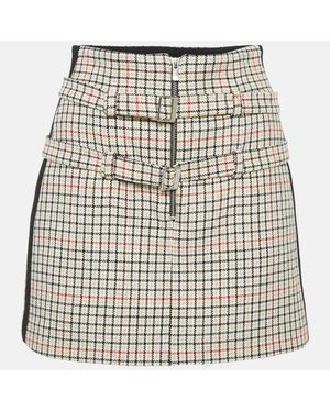 Maje Checks Cotton Blend Mini Skirt - Brown