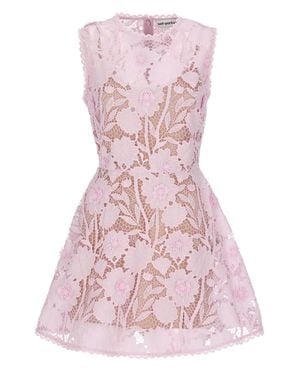 Self-Portrait Floral Lace Mini Dress With Petticoat And Rear Zipper - Pink