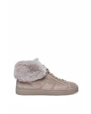 Santoni Suede Fur Ankle Boots - Gray