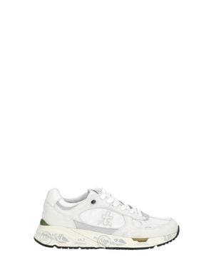 Premiata Mased 7823 Suede-Blend Sneakers - White