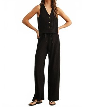 Miou Muse Textured Lightweight Crinkled Texture Waistcoat - Black