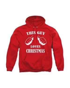 Gildan This Guy Loves Christmas Adult Pullover Hoodie - Red