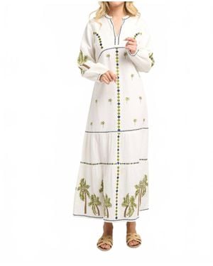 Guadalupe Ria Palm Dress - White