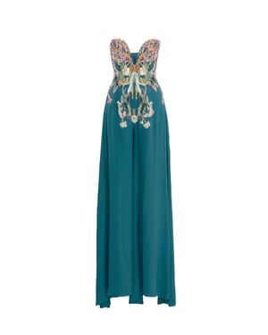 Saiid Kobeisy Embroidered Crepe Georgette Jumpsuit - Blue