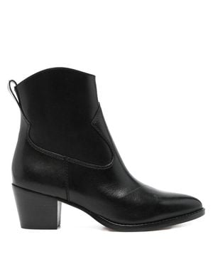 Ralph Lauren Pointed-Toe Leather Ankle Boots - Black
