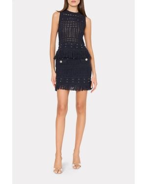 MILLY Beaded Fringe Shell Top - Blue