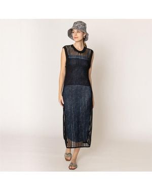 TRUEDAMES Chest Blocked Crochet Long Dress - Blue