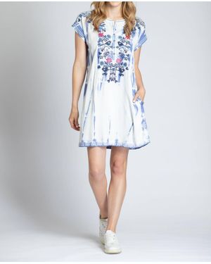 Apny Embroidered Bird Dress - Blue