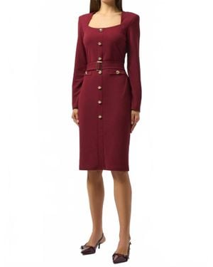 Joseph Ribkoff Belted Square Neck Mini Dress - Red